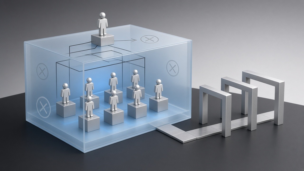 You sit above one leadership room per outcome, with a Chief of Staff and specialists under it.